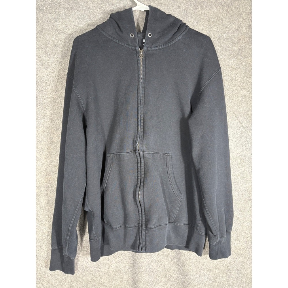 Uniqlo Mens XL Black Full Zip Hoodie Sweatshirt Cotton Blend 341-455400